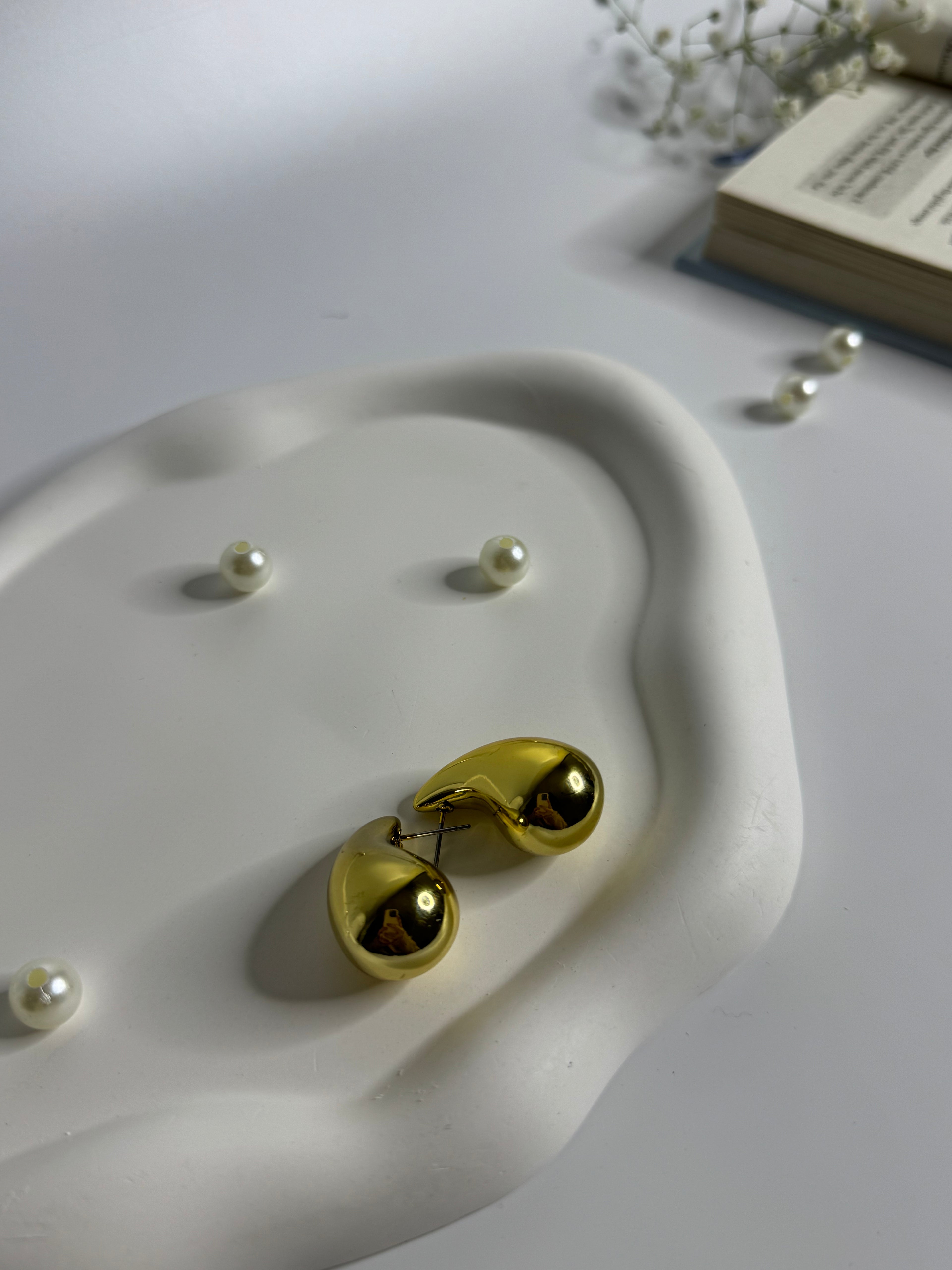 Golden Teardrop Statement Earrings