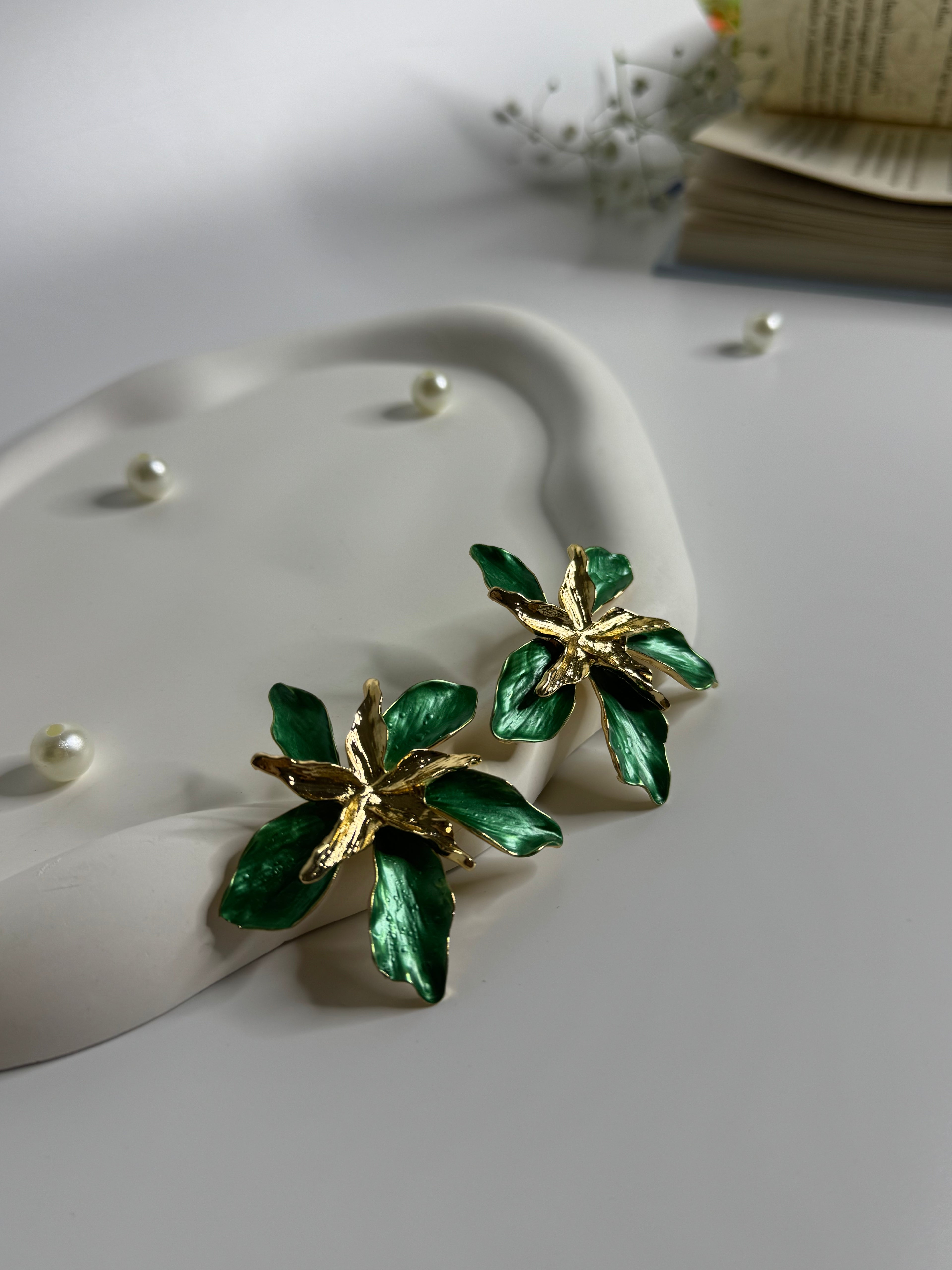 Bloom Statement Earrings Green