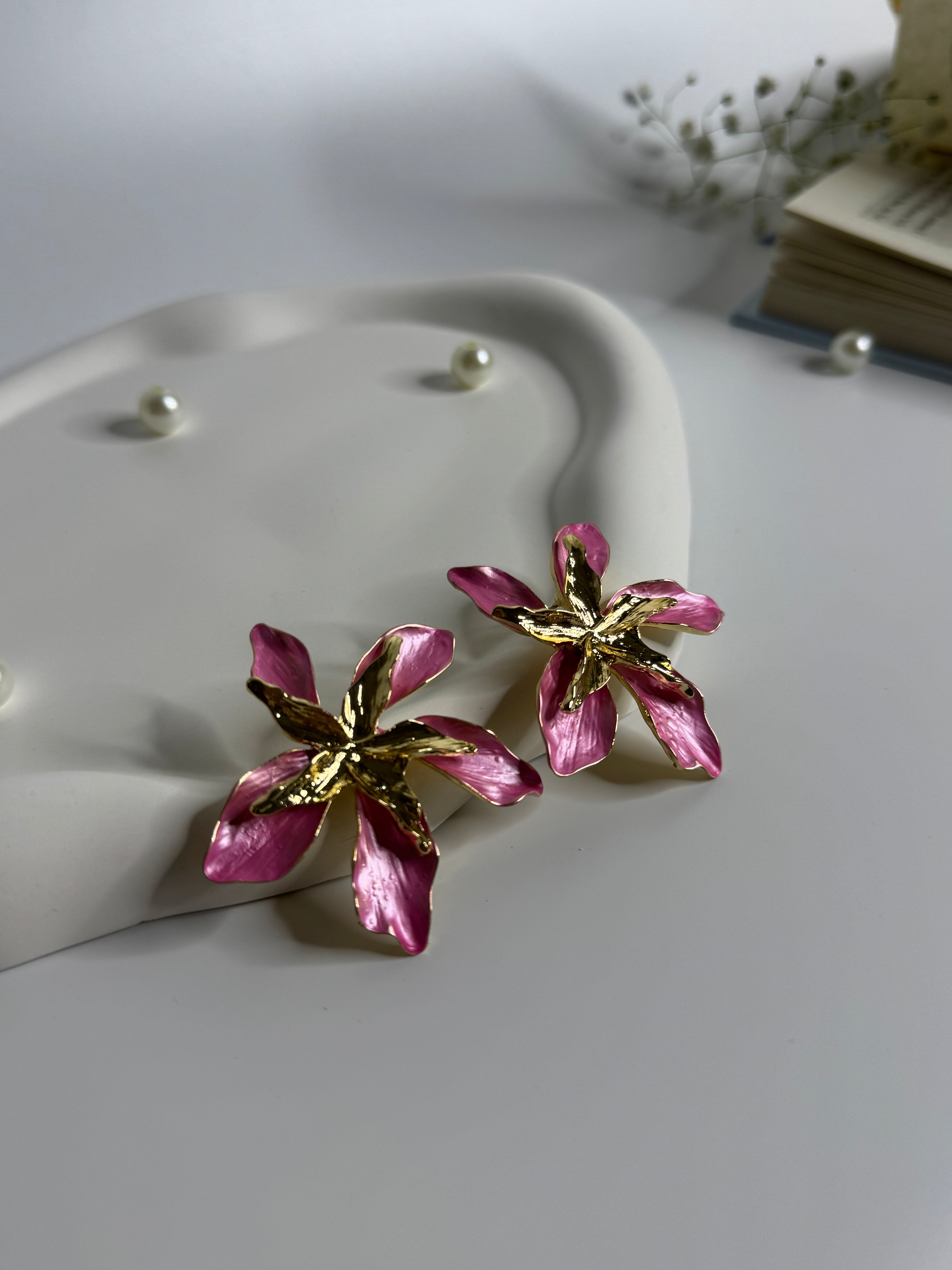 Bloom Statement Earrings Pink