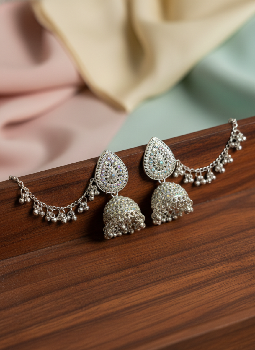 Royal Stone Bahubali Jhumki Earrings