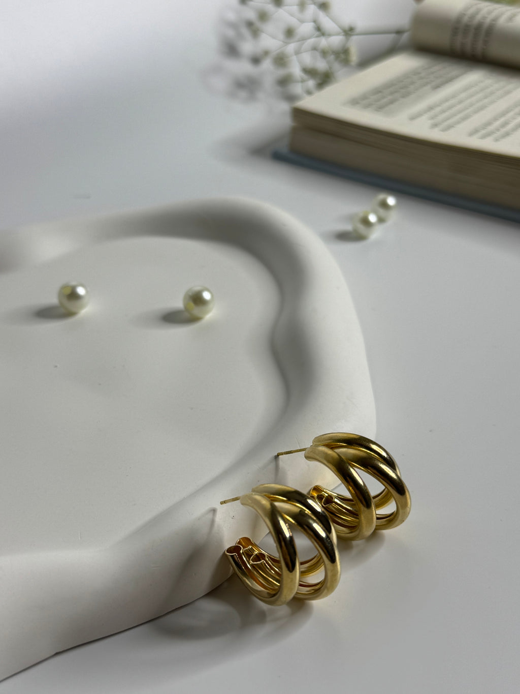 Golden Triple Hoop Earrings