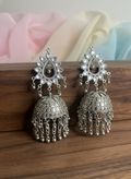 Oxidised Mirror Dome Jhumki Earrings