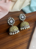 Oxidised Stone Top Dome Jhumki Earrings