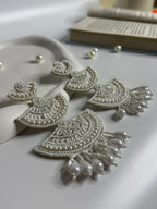 Handmade Crescent Layer Pearl Drop Earrings