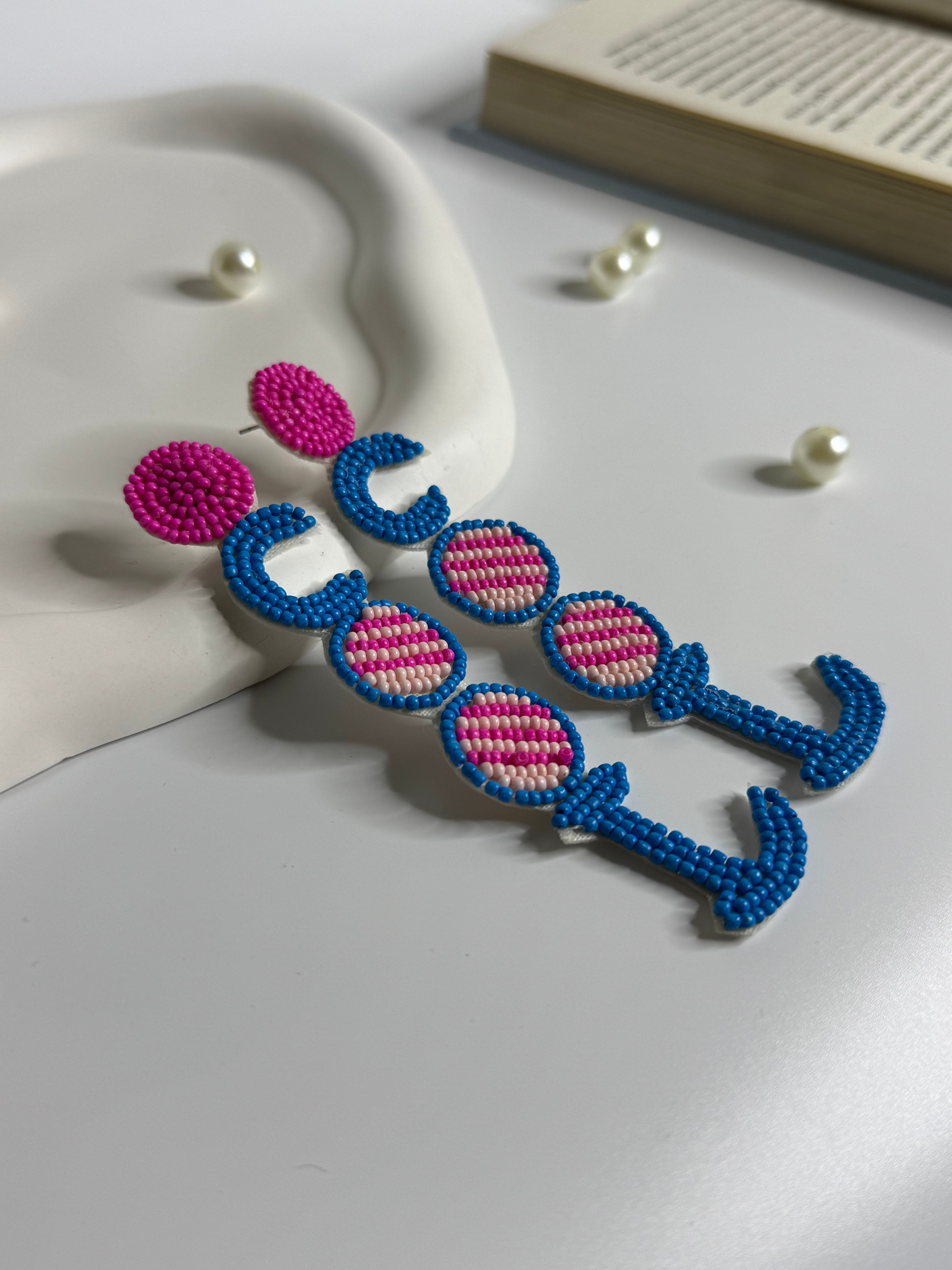 Handmade Beaded COOL Letter Drop Earrings