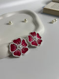 Handmade Petal Bloom Stud Earrings Pink