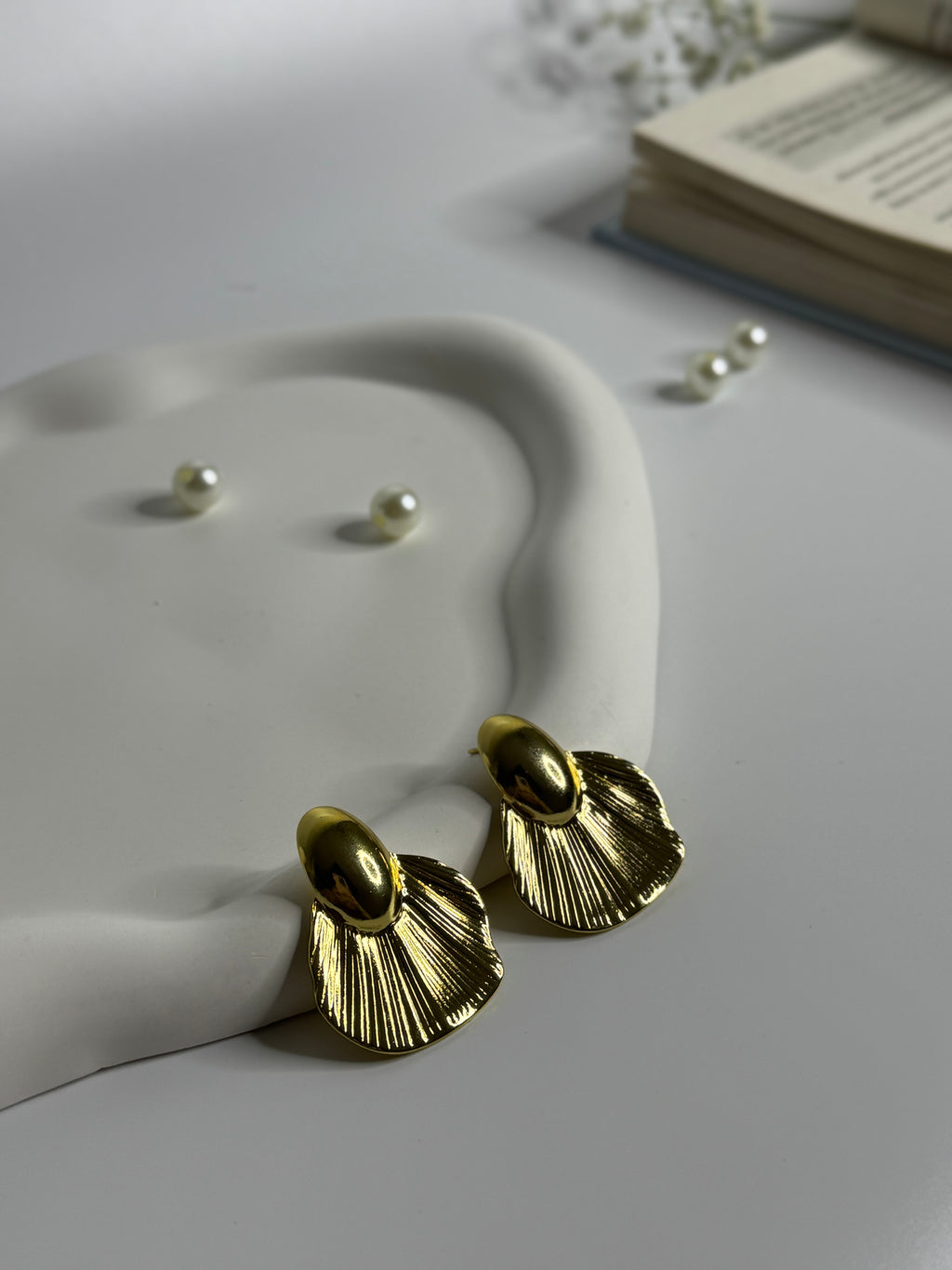 Golden Shell Fold Earrings