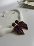 Marbled Edge Statement Earrings Violet