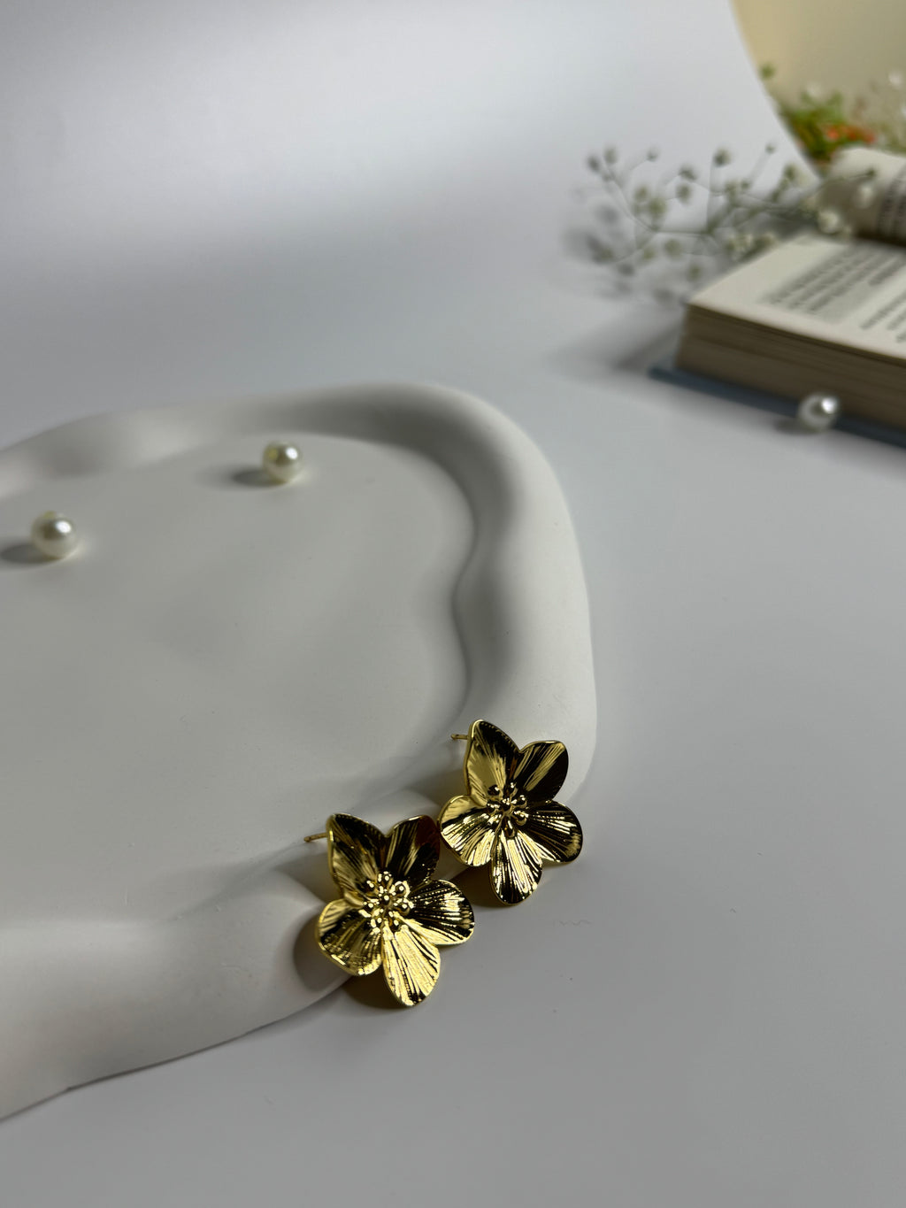 Golden Petal Stud Earrings
