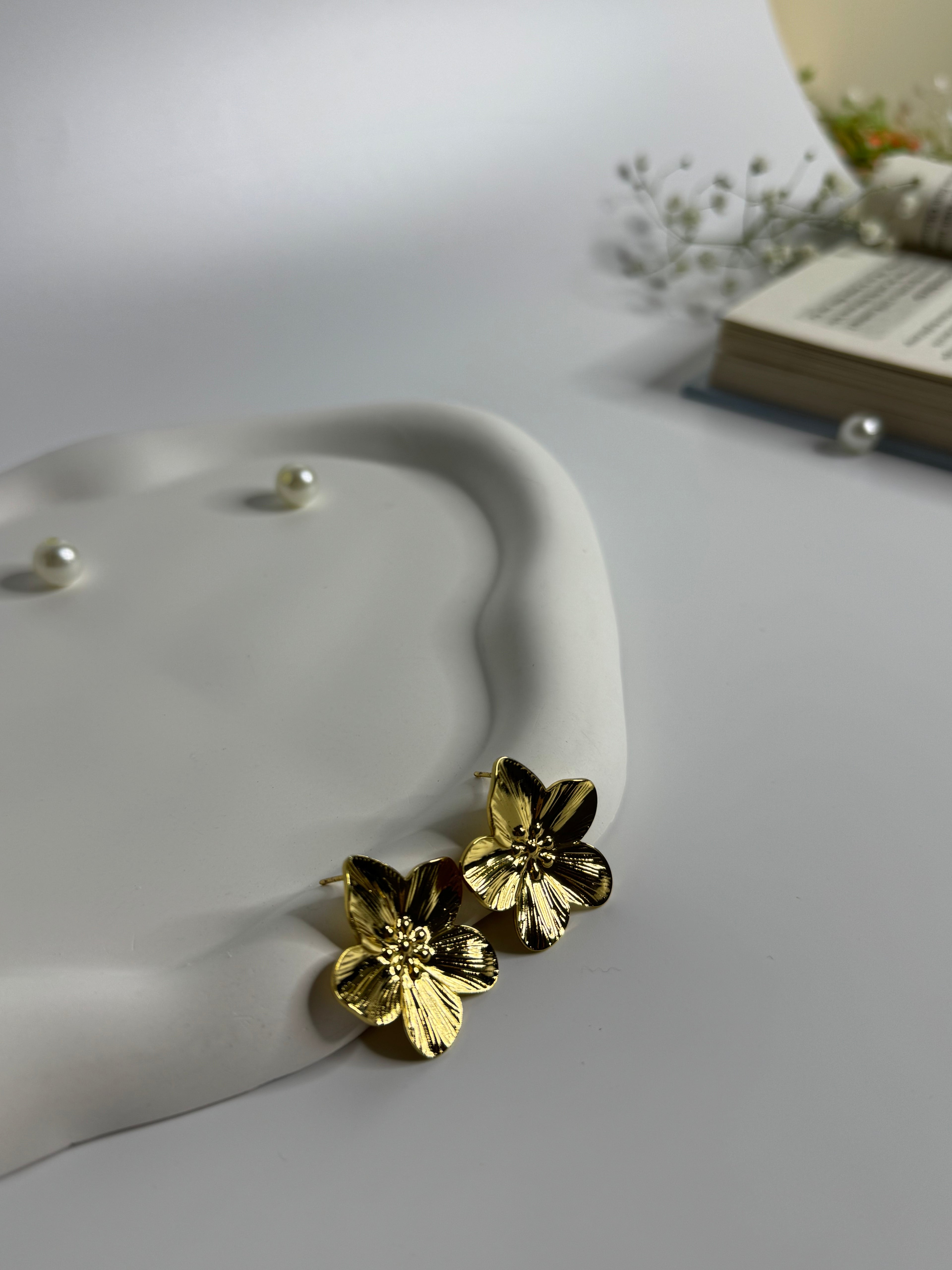 Golden Petal Stud Earrings