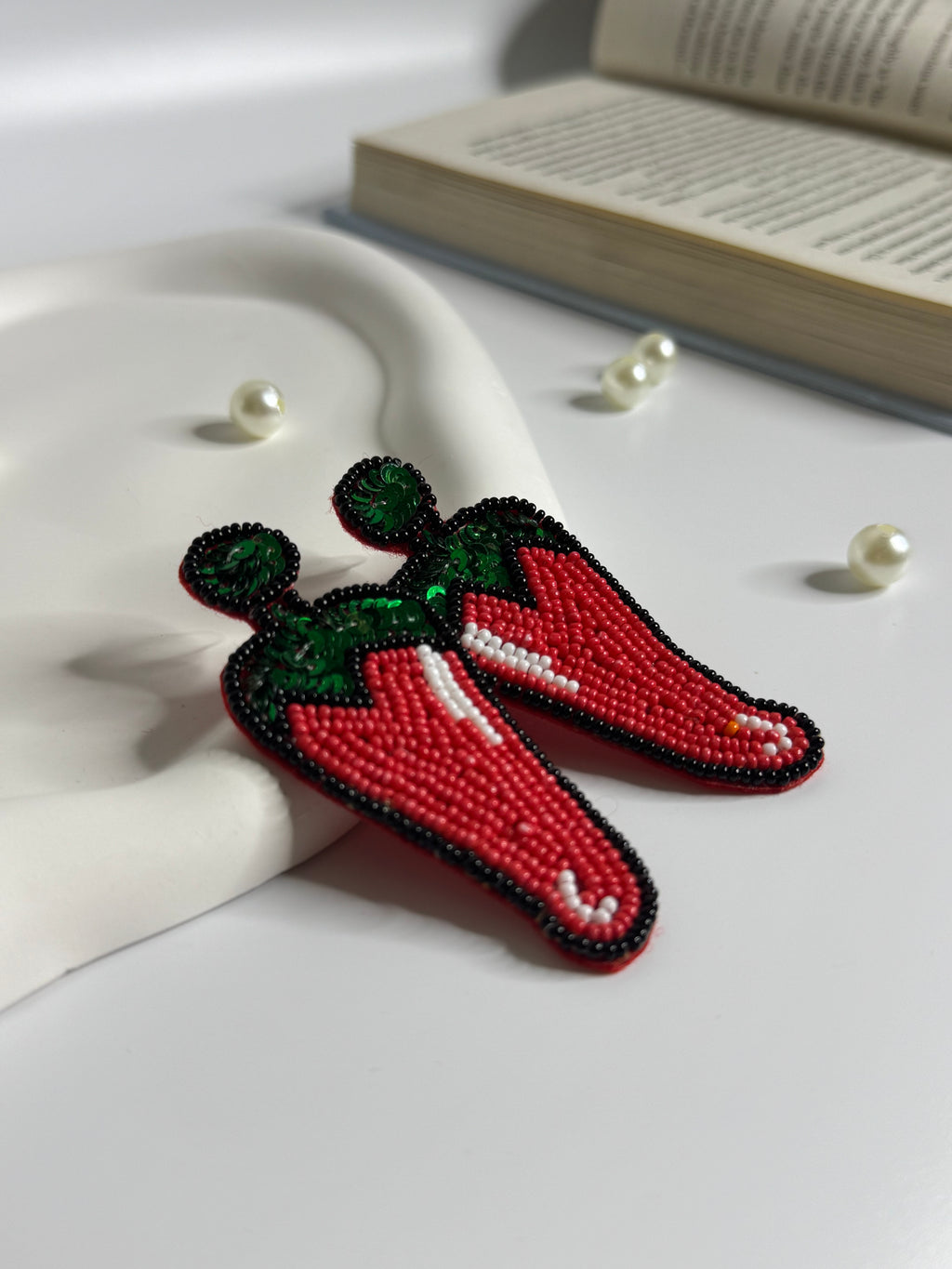 Spicy Red Chilli Beaded Handmade Earrings