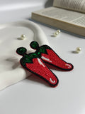 Spicy Red Chilli Beaded Handmade Earrings
