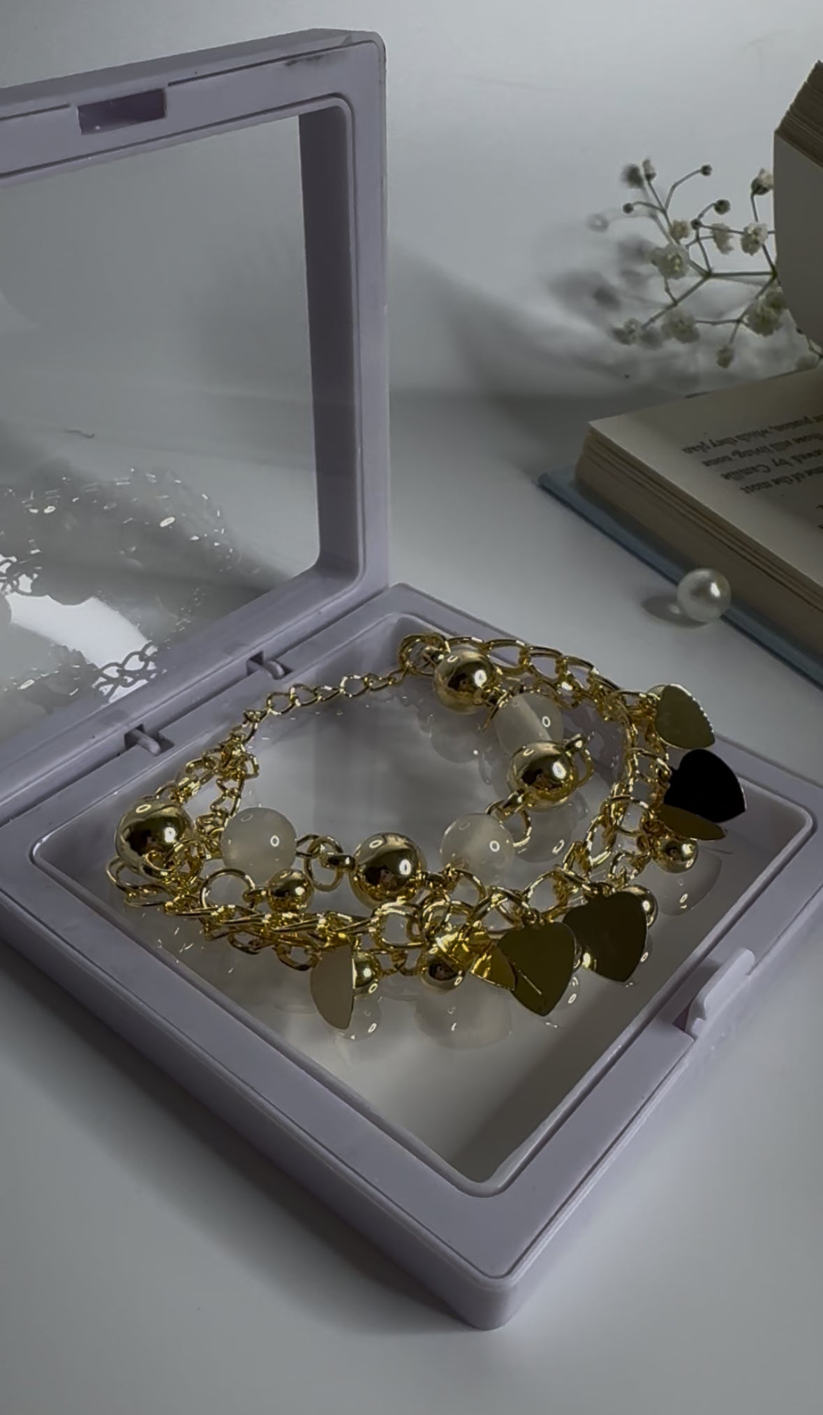 Gold Heart Charm Chain Bracelet