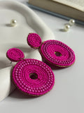 Pink Beaded Handmade Statement Earrings
