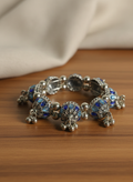 Jhumki Accent Oxidised Bracelet Silver & Blue