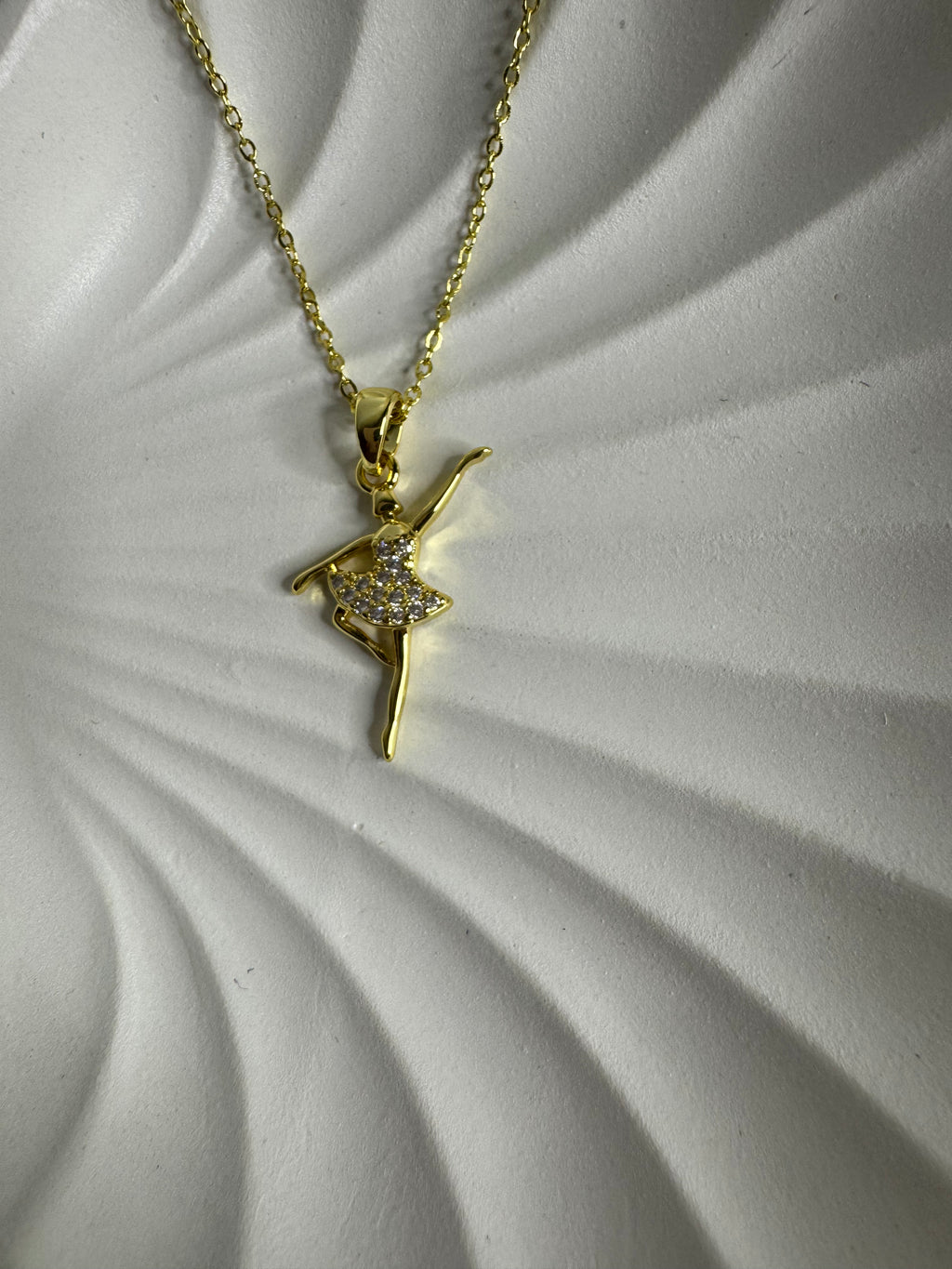 Golden Ballet Dancer Pendant Necklace
