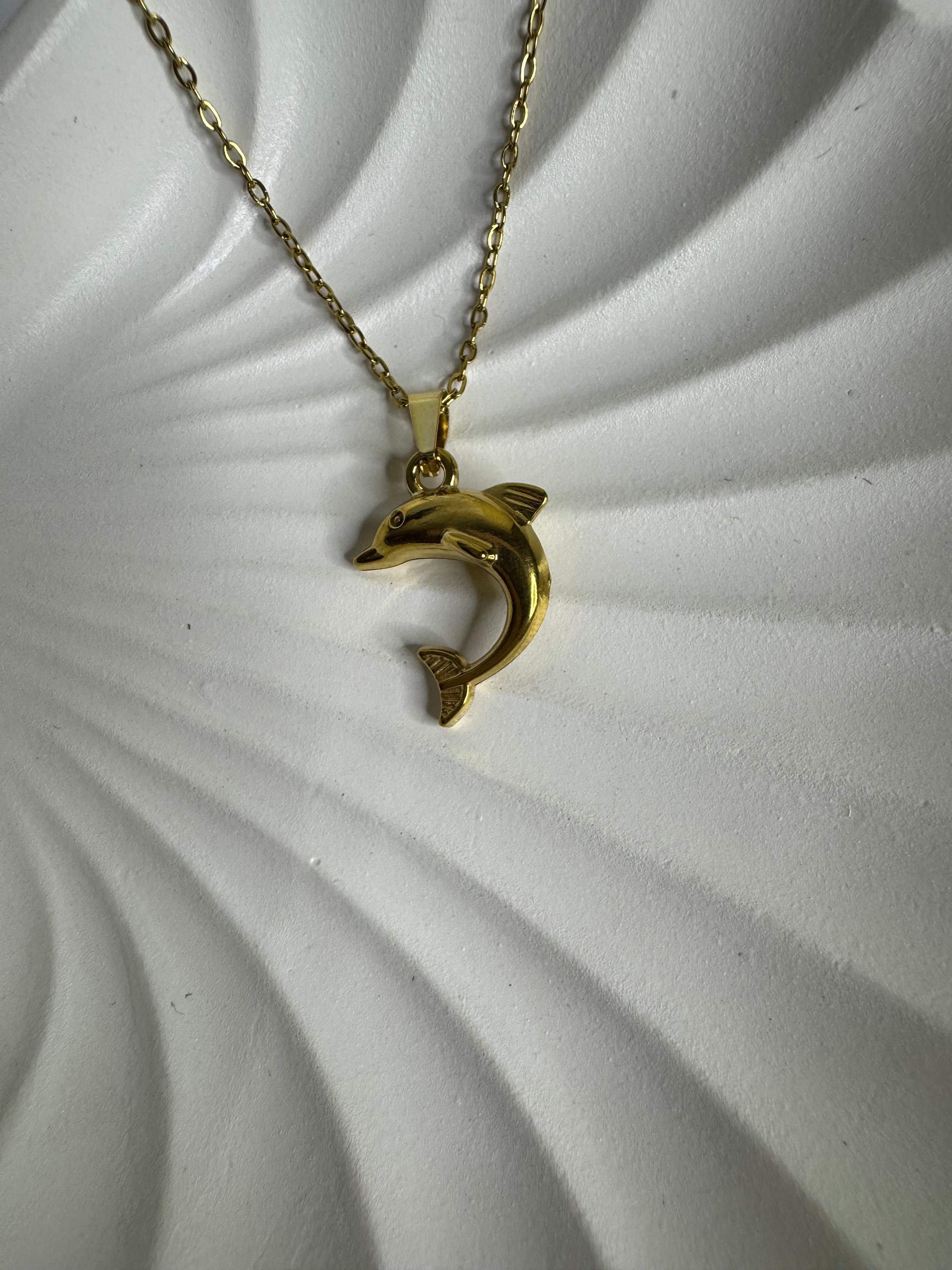 Golden Dolphin Charm Necklace