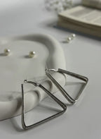 Silver Triangle Hoop Earrings