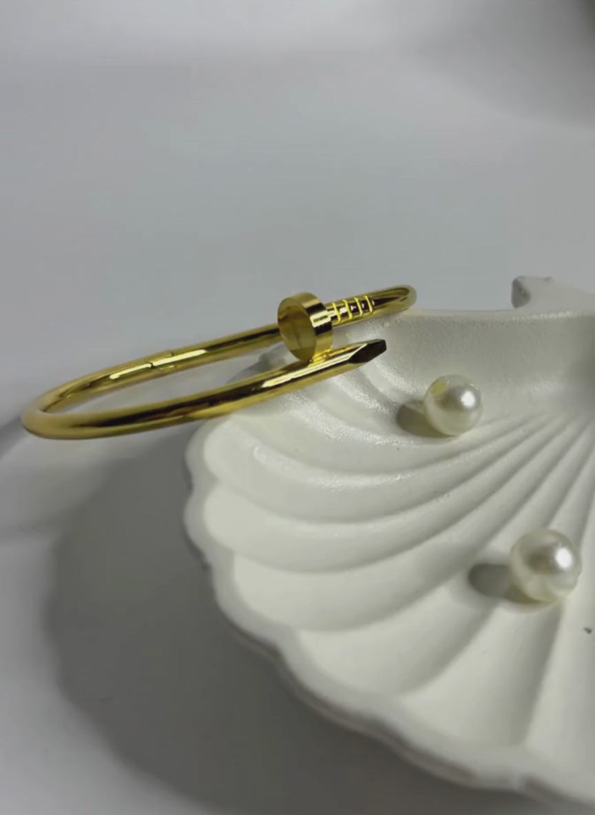 Anti-Tarnish Nail Cuff Bracelet Gold