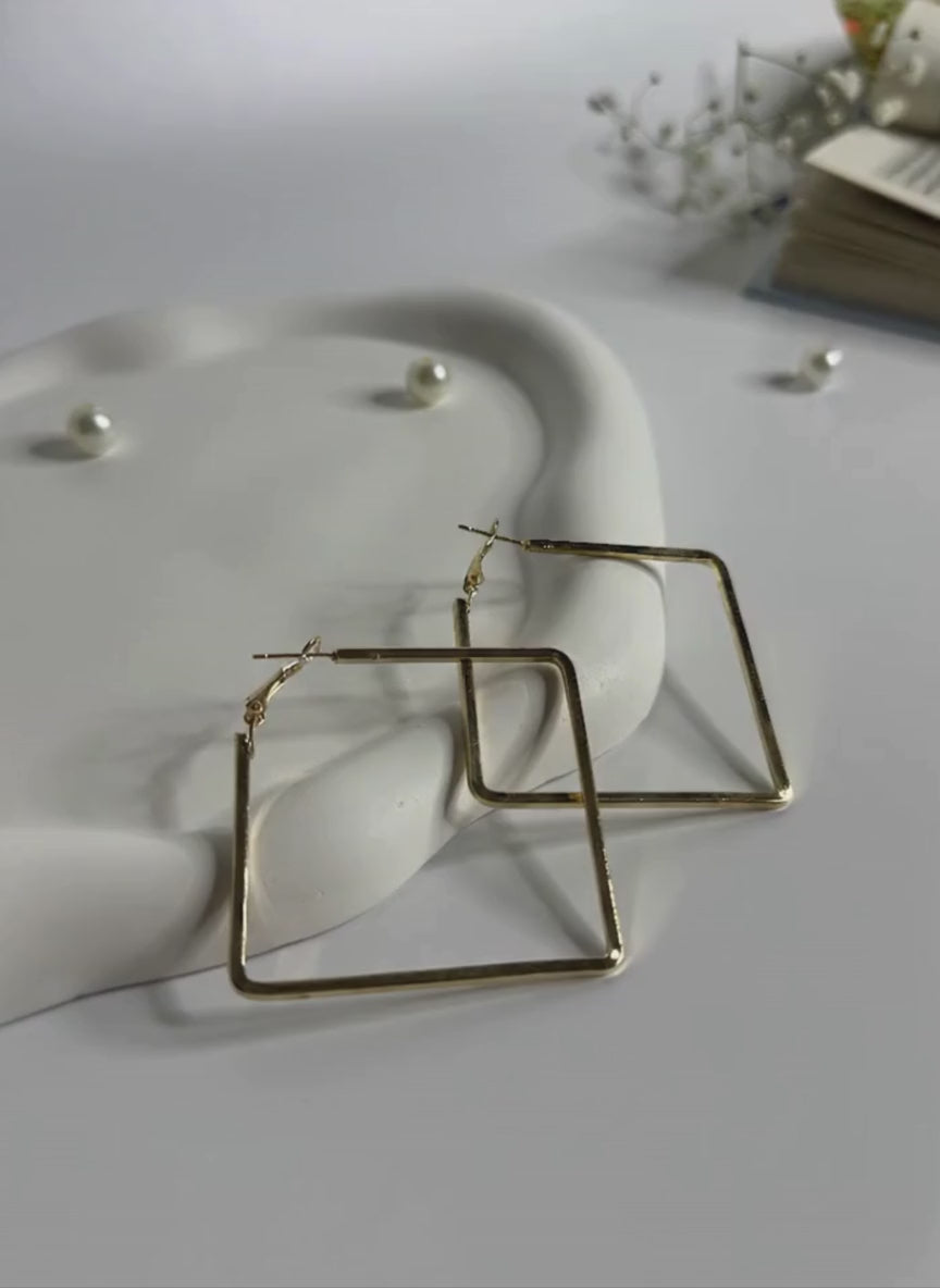 Gold Square Hoop Earrings