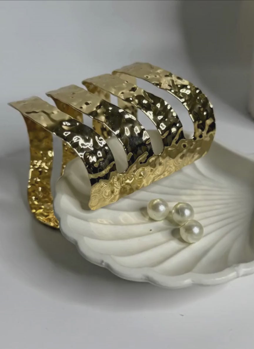 Sculpted Hammered Brass Cuff Bracelet