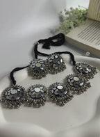 Taditional Mirror Disc Oxidised Choker Set