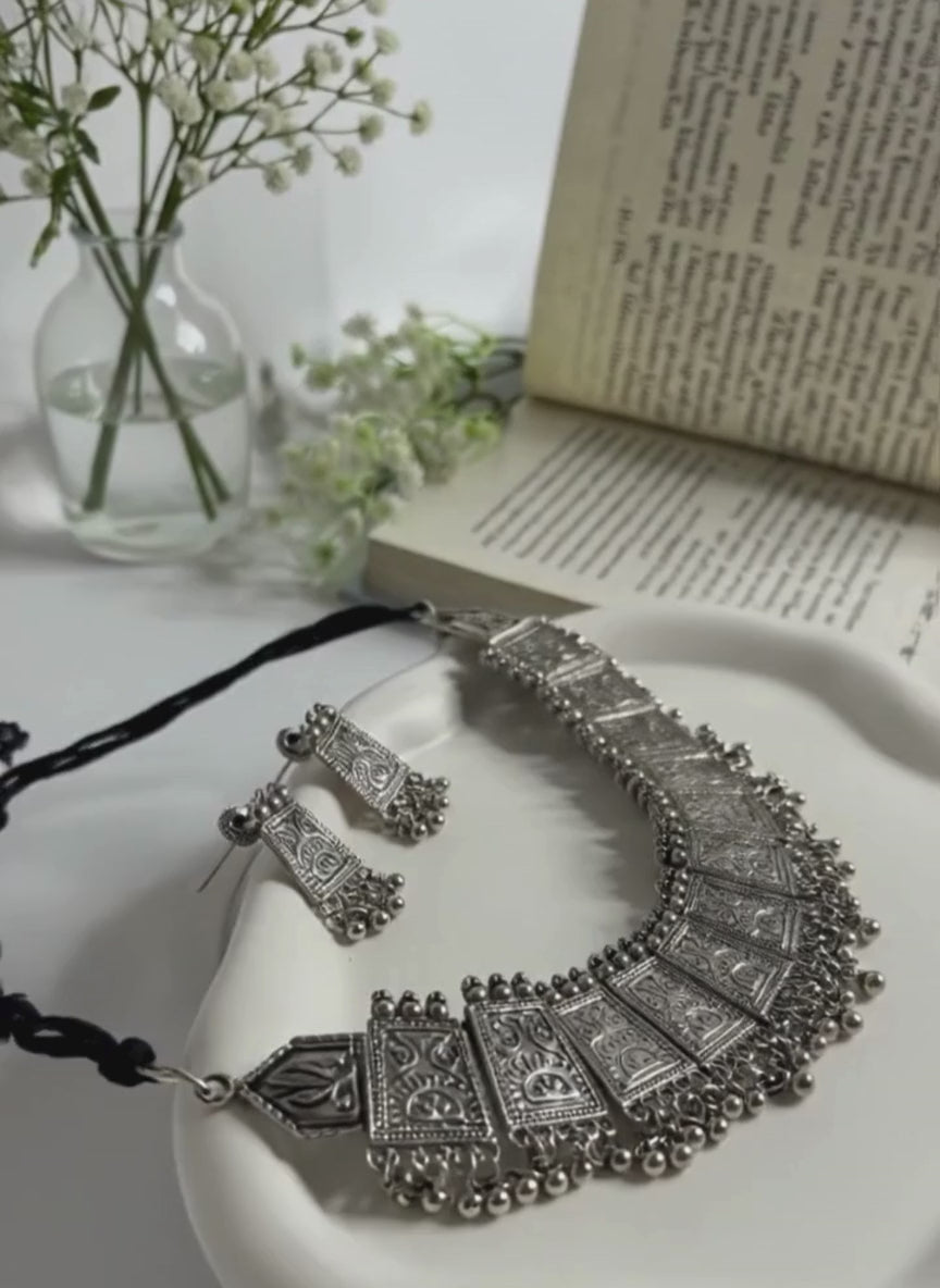 Antique Oxidised Choker Set