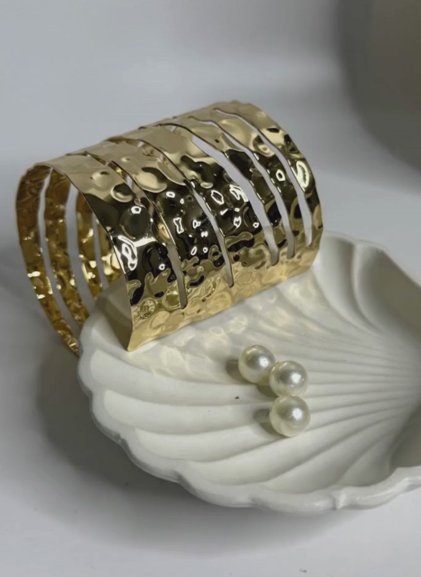 Hammered Gold Brass Statement Cuff