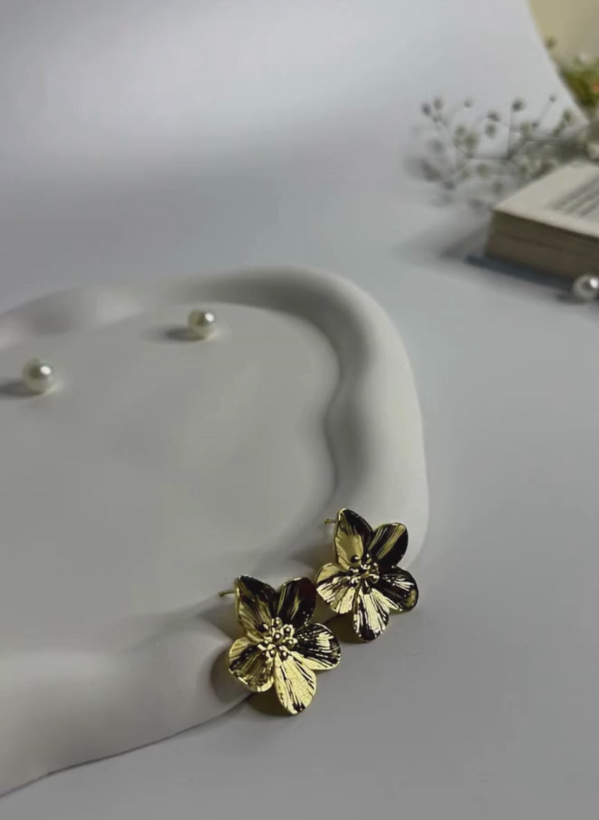 Golden Petal Stud Earrings