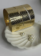 Embossed Texture Brass Cuff Bracelet