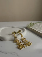 Kashmiri Lotus Chain Drop Jhumki Earrings