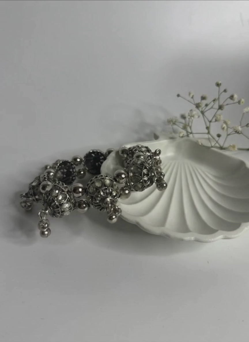 Jhumki Accent Oxidised Bracelet Silver