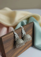Oxidised Peacock Dome Jhumki Earrings