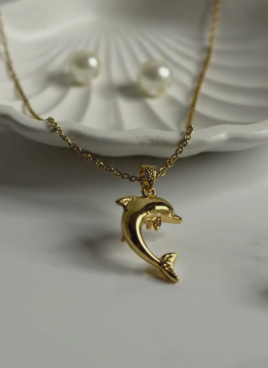 Golden Dolphin Charm Necklace