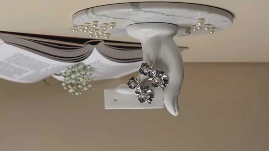 Pearl Bloom Metallic Flower Earrings Silver