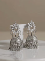 Oxidised Mirror Dome Jhumki Earrings