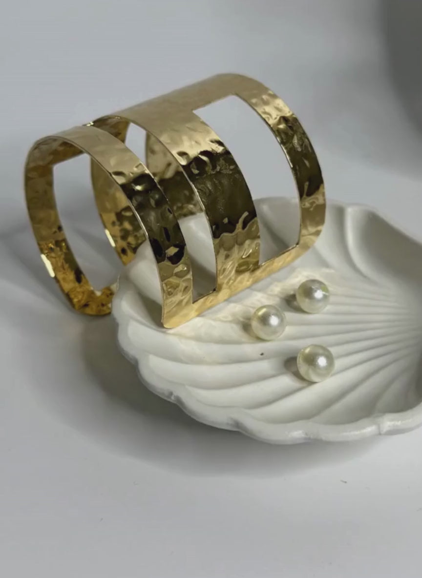 Wide Hammered Brass Statement Cuff