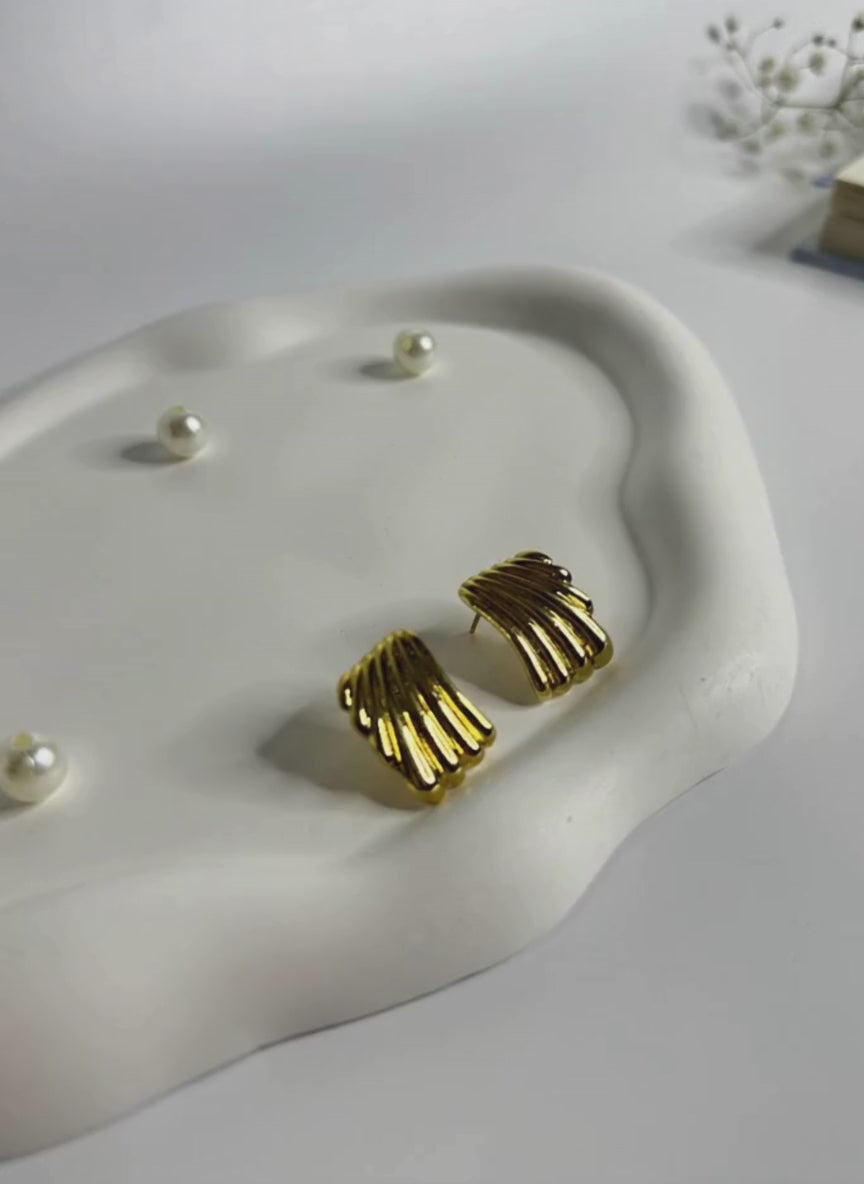Golden Wave Stud Earrings