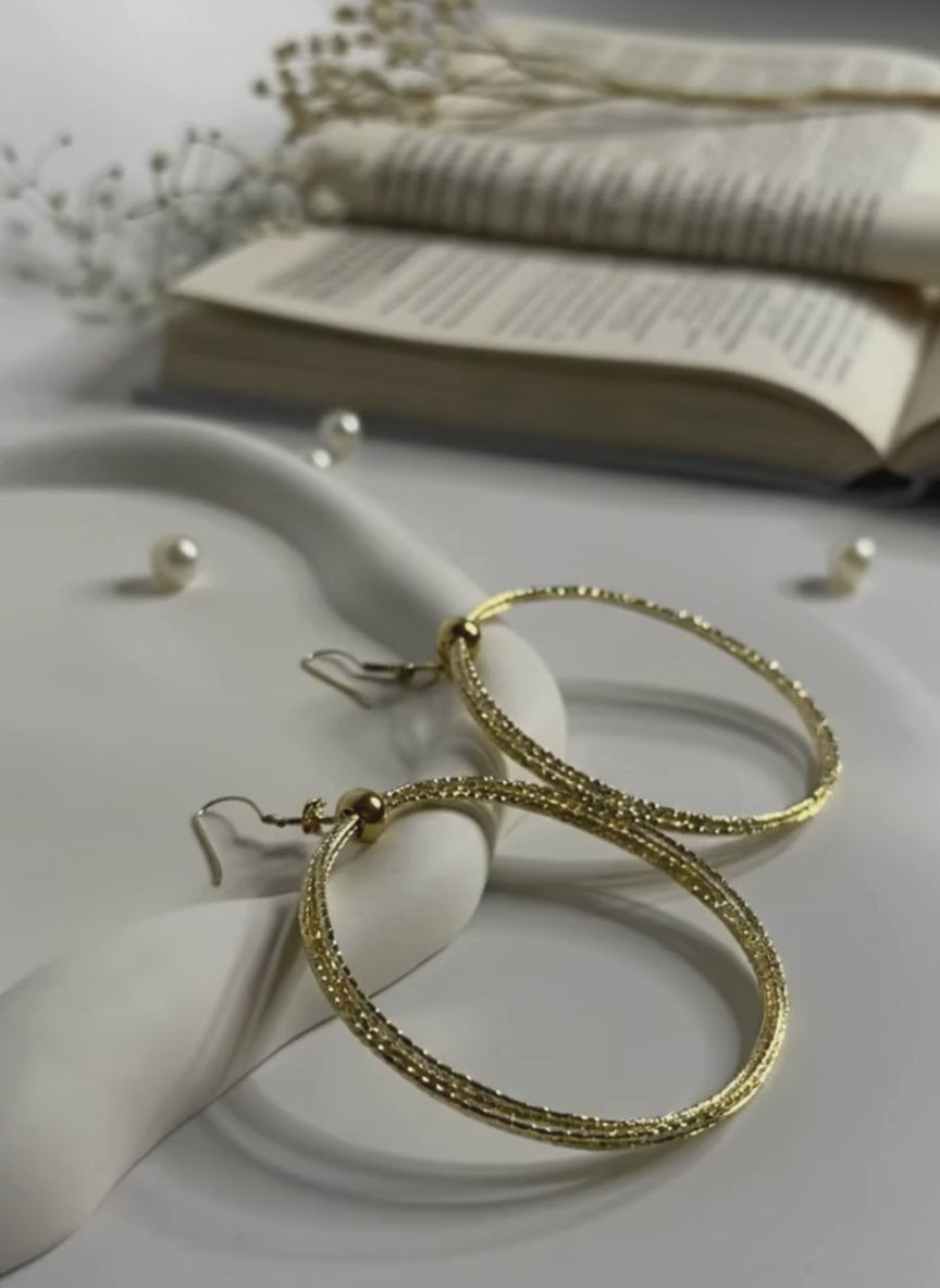 Classic Textured Gold Hoop Earrings