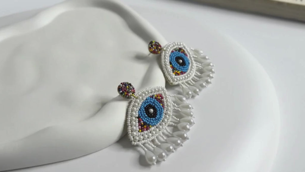 Evil Eye Handmade Beaded Earrings