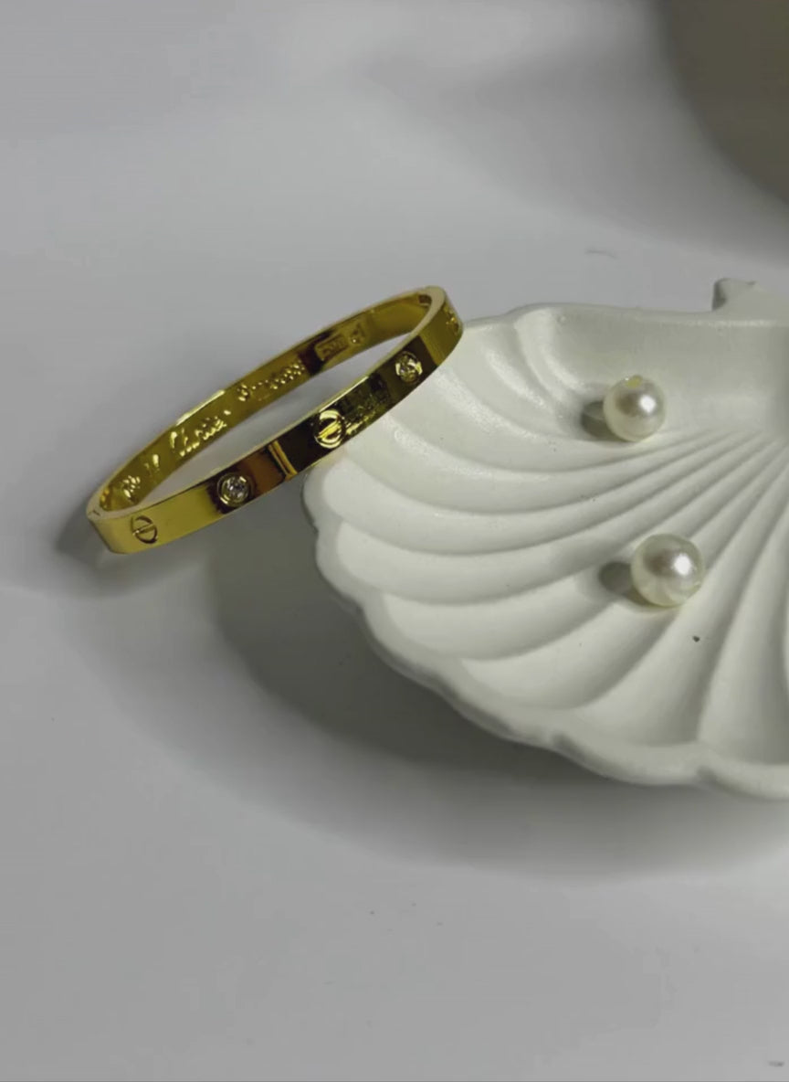 Anti-Tarnish Gold Stud Detail Bangle