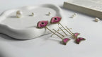 Evil Eye Handmade Long Statement Earrings Pink