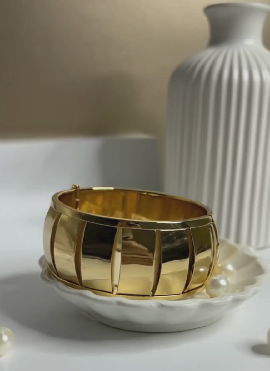 Gold Panel Statement Cuff Bracelet