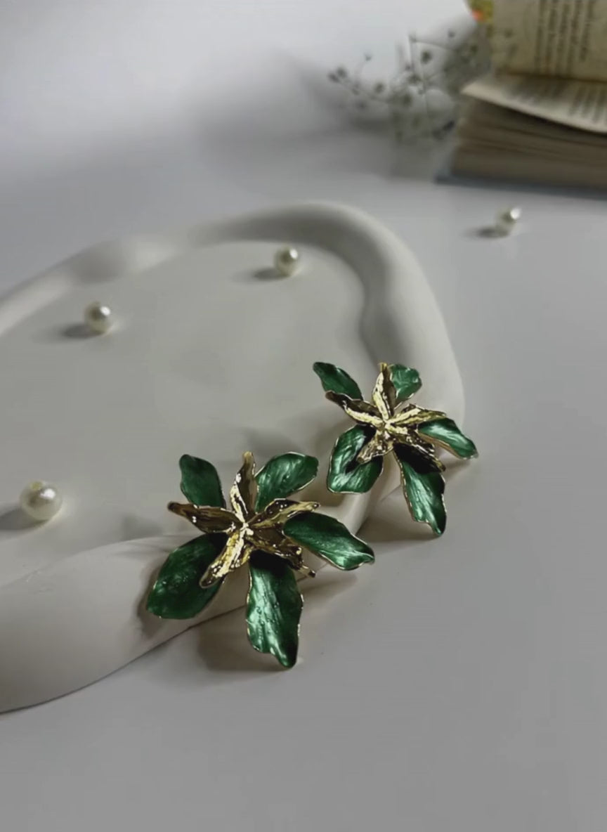Bloom Statement Earrings Green