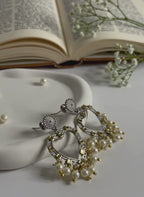 Oxidised Kundan Heart Drop Earrings