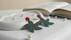 Green & Red Starfish Beaded Handmade Earrings