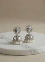 Oxidised Mirror Inlay Jhumki Earrings
