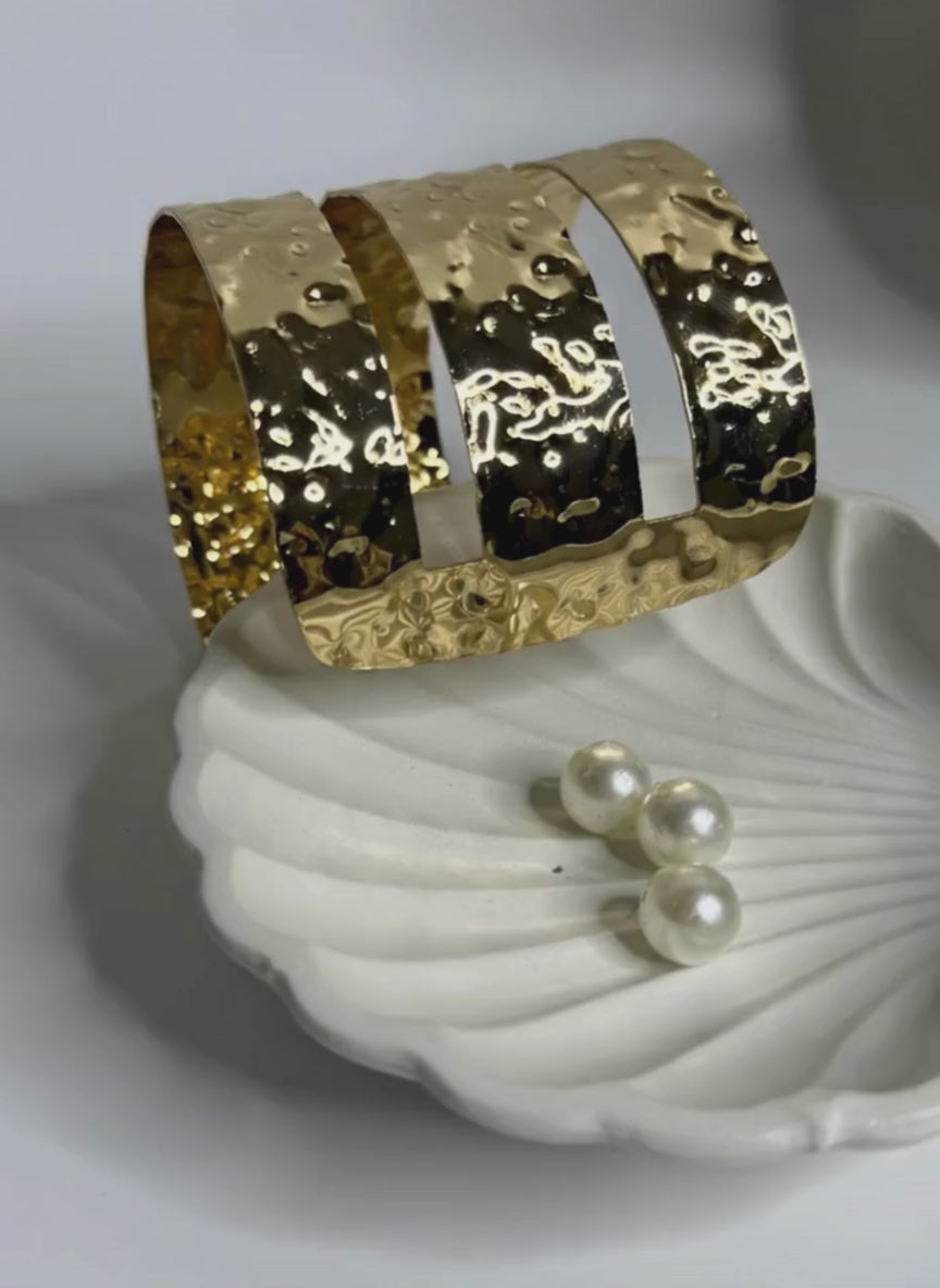Hammered Shine Brass Cuff Bracelet