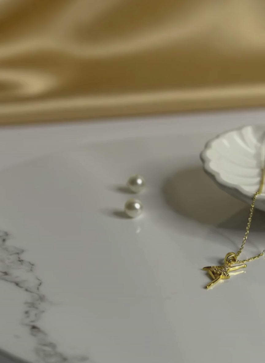 Golden Ballet Dancer Pendant Necklace