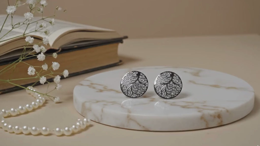 Silver Bloom Cutwork Disc Earrings